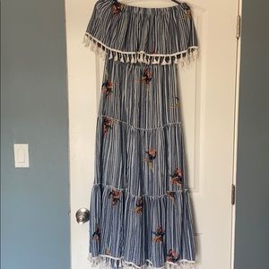Navy Blue & White Stripped Country Dress
